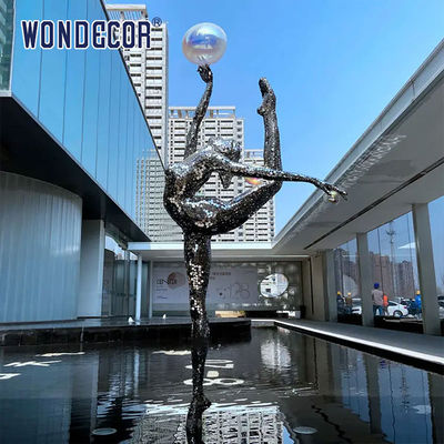 Luxury villa pool decoration abstract stainless steel ballet dancer statue