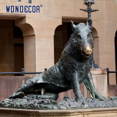 Large Animal Bronze Pig Sculpture Outdoor With Letter Design
