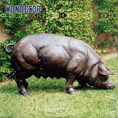 Large Animal Bronze Pig Sculpture Outdoor With Letter Design