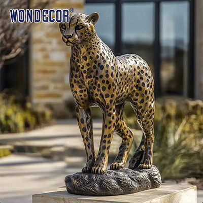 Casting Animal Lifelike Bronze Life Size Cheetah Statue For Outdoor