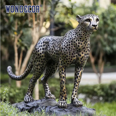 Casting Animal Lifelike Bronze Life Size Cheetah Statue For Outdoor