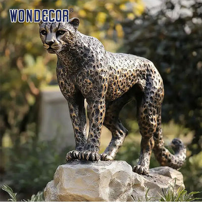 Casting Animal Lifelike Bronze Life Size Cheetah Statue For Outdoor