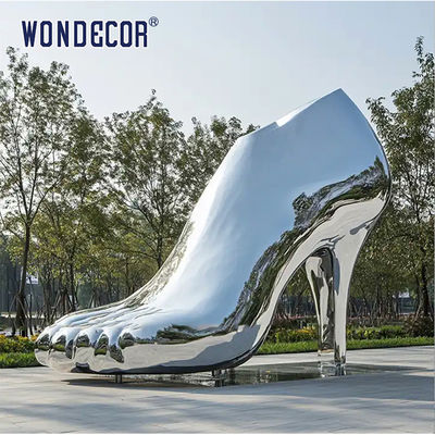 Customized modern street high-heeled shoe stainless steel sculpture
