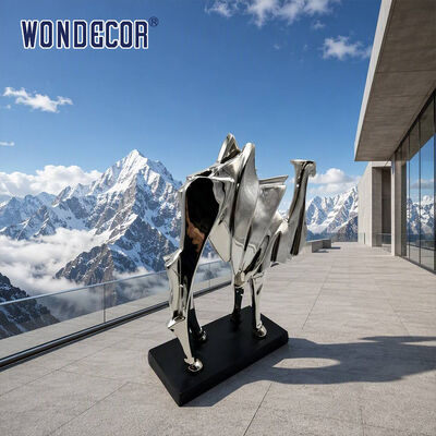 Large Mirror Stainless Steel Origami Camel Sculpture for City Plaza Commercial Landscaping