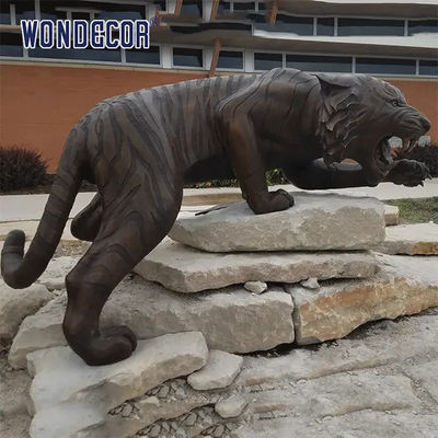 Life Size Hand Made Bronze Tiger Sculpture  School Decoration