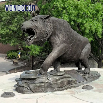 Life Size Hand Made Bronze Tiger Sculpture  School Decoration