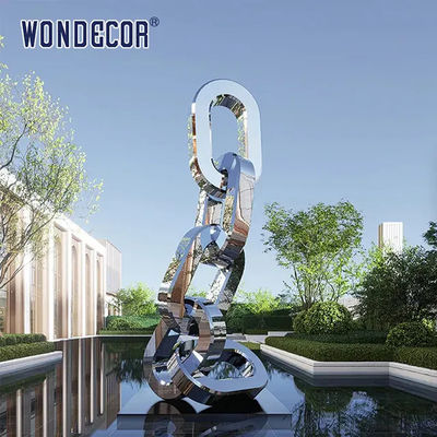 Custom Design Iron Chain Stainless Steel Mirror Sculpture  220cm
