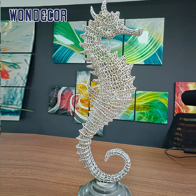 Abstract Hollow Seahorse Casting Stainless Steel Sculpture Smooth Texture