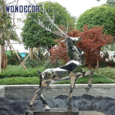 Abstract Outdoor Stainless Steel Artists Garden Geometry Sika Deer Highly Crafted