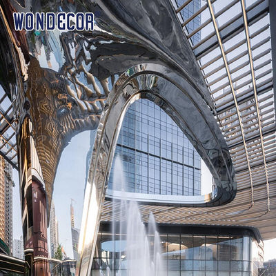 Large Art Metal Sunshade Stainless Steel Sculpture in Hotel Square