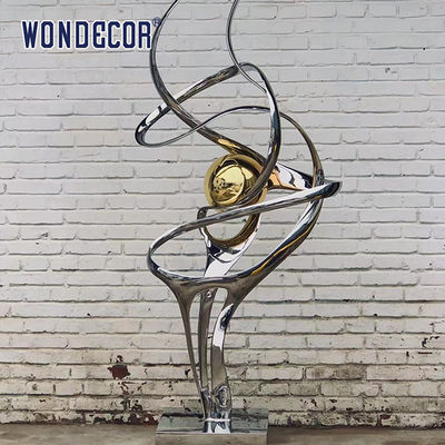 Outdoor large metal art decoration abstract ribbon stainless steel sculpture