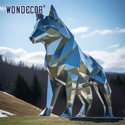 Outdoor metal forging geometric animal wolf stainless steel sculpture