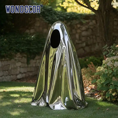 Customized polished stainless steel ghost statue for modern outdoor landscape
