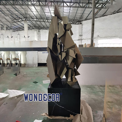 Hot selling large-scale abstract outdoor square geometric metal art geometric gravel stainless steel sculpture