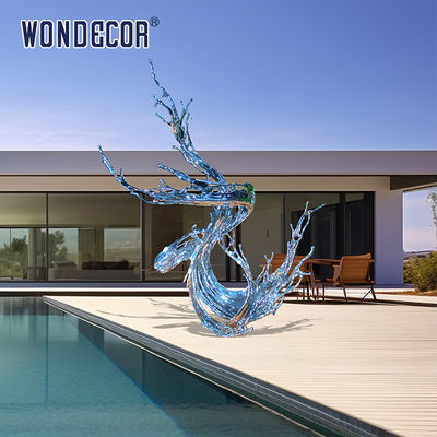 Large Outdoor Casting Stainless Steel Sculpture Swimming Pool Metal Decoration Abstract Water Flow