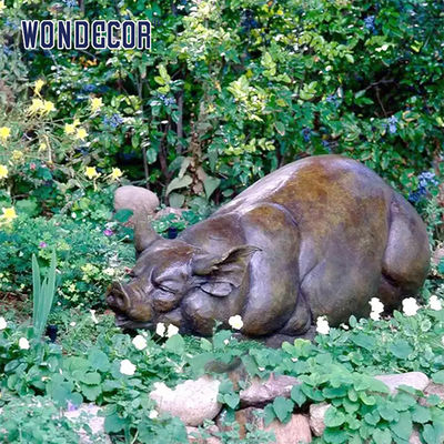 Large Animal Bronze Pig Sculpture Outdoor With Letter Design