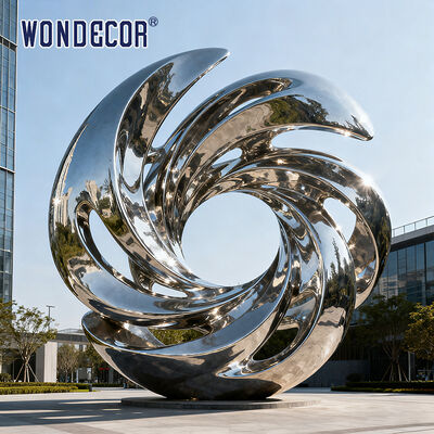 Large outdoor modern urban landmark architectural art metal stainless steel sculpture