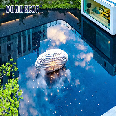 Large outdoor lighting stainless steel spherical sculpture