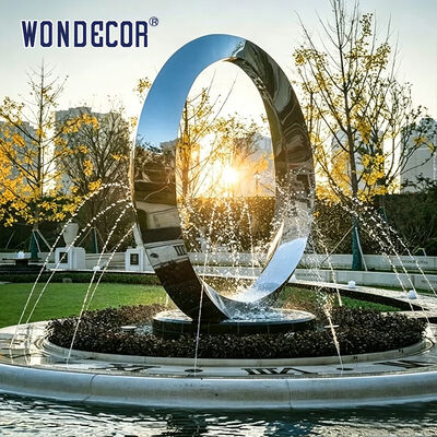 Large outdoor park square pool spray stainless steel sculpture
