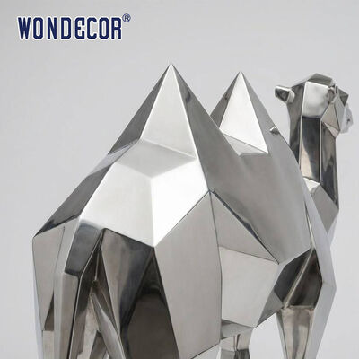 Large Mirror Stainless Steel Geometric Faceted Camel Sculpture for City Plaza & Scenic Spot Landscape