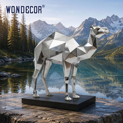 Large Mirror Stainless Steel Geometric Faceted Camel Sculpture for City Plaza & Scenic Spot Landscape