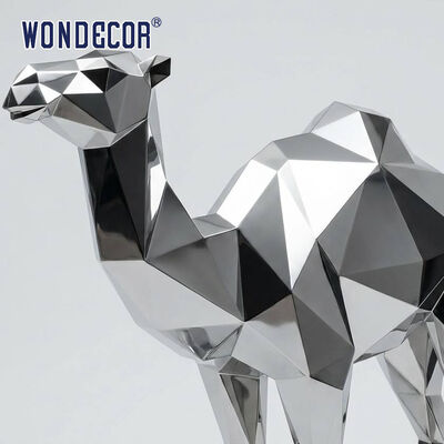 Custom Size Mirror Stainless Steel Geometric Dromedary Camel Sculpture for Resort Commercial Plaza Outdoor Art